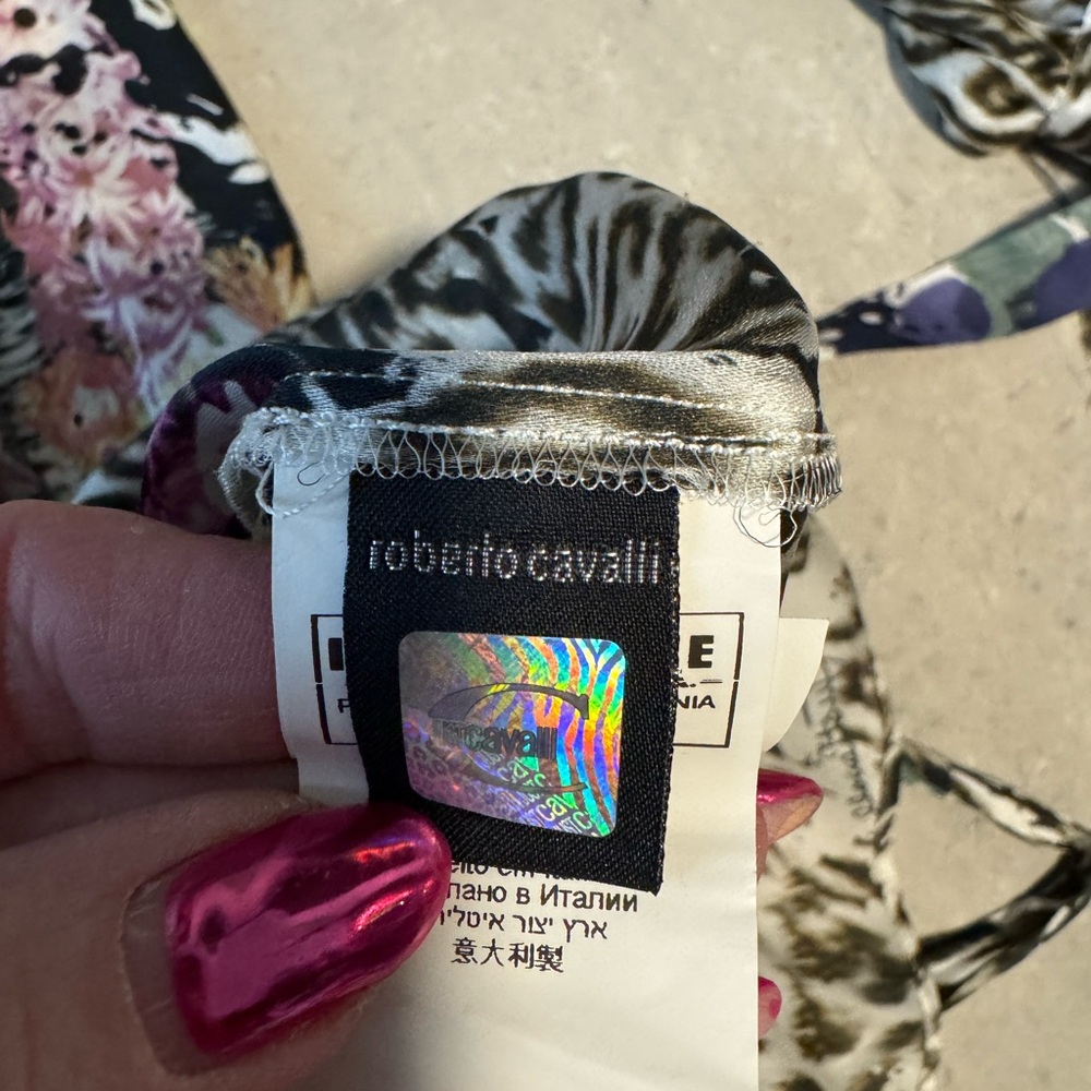 Just Cavalli Floral Leopard Print Sheer Blouse in Multicolor - Picture 7 of 10